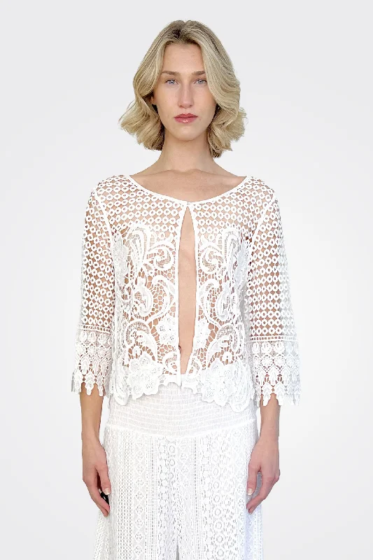 Weekend Deals That Sparkle Lace Bolero - White