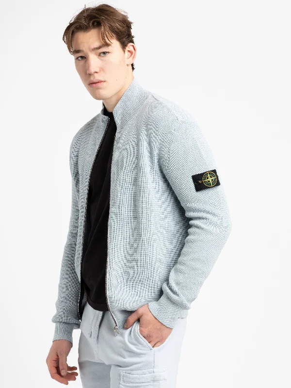 Big Savings Sky Blue Cotton Full Zip Track Sweater