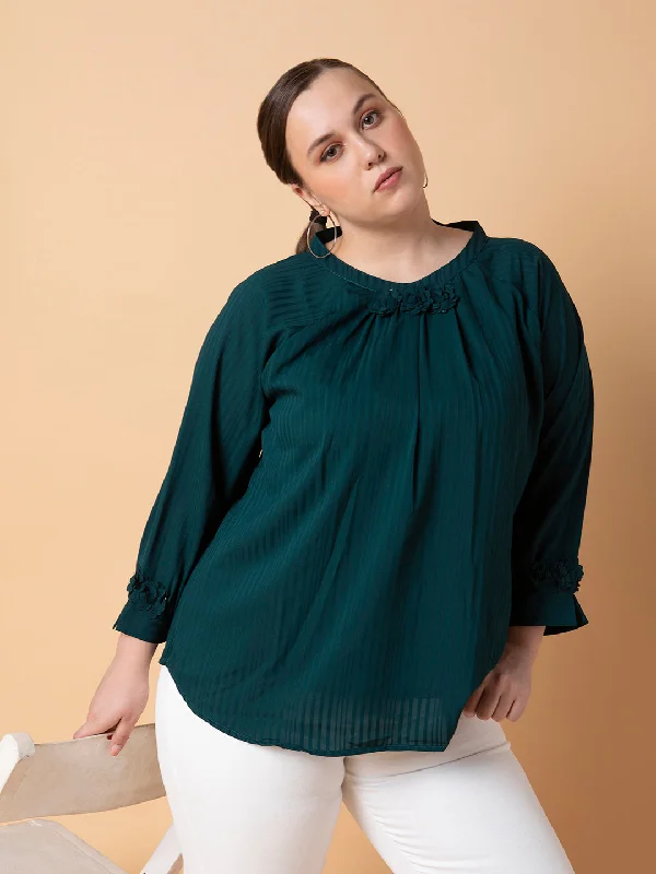 Can't Beat Women Striped Green Top