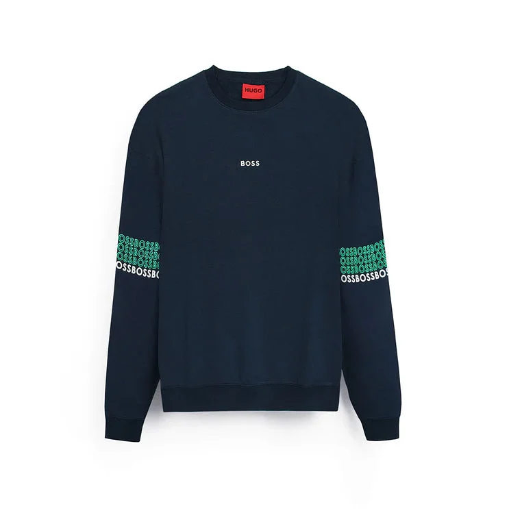 Weekend Discounts Worth Grabbing HU - Men 'Navy' Exclusive Multi Color Logos Fleece Sweatshirt HU354