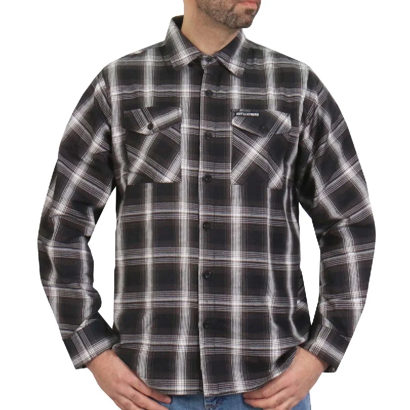 Year-End Sale Hot Leathers FLM2023 Men's White and Black Flannel Long Sleeve Shirt
