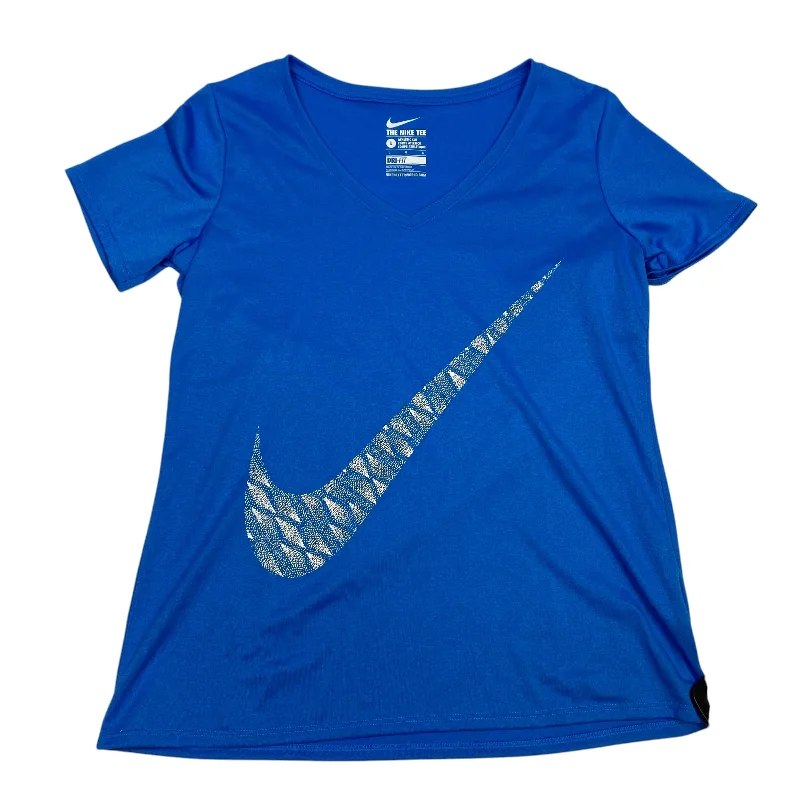 Top Pick Athletic Top Short Sleeve By Nike In Blue, Size: L
