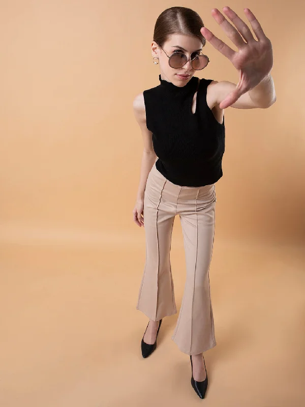 Best Seller Women Solid Black Fitted Crop Top
