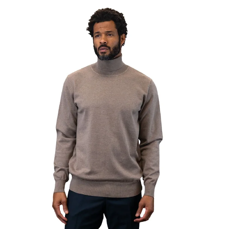 Mega Sale Vesta Collection: Modern Fit Tan Wool & Cashmere Turtleneck Sweater
