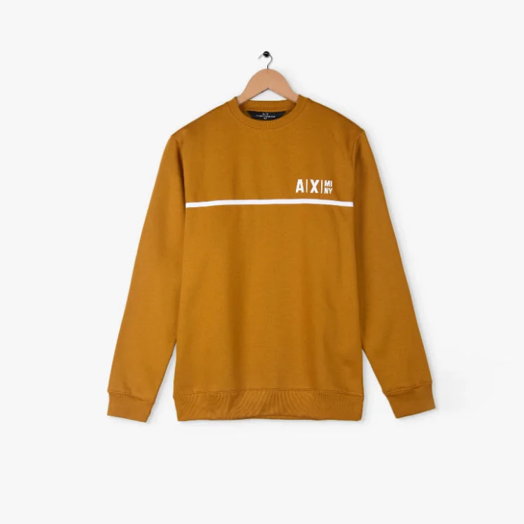 Weekend Discounts to Indulge In AX - Men 'Mustard' Printed Fleece Sweatshirt AX363