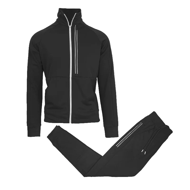 Savings Event Men's Moisture Wicking Performance Active Sweater Track Jacket & Jogger 2-Piece Classic Set (Sizes, S-2XL)
