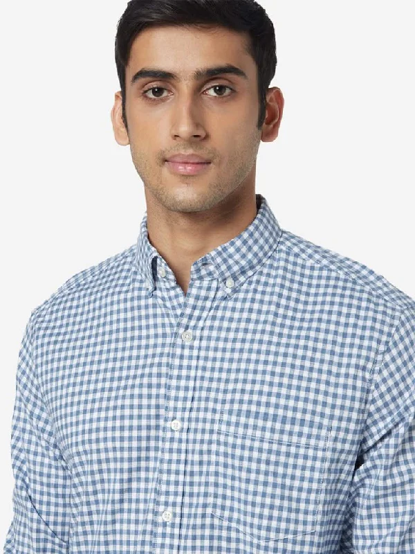 Stock Up and Save WES Casuals Blue Relaxed-Fit Checkered Shirt