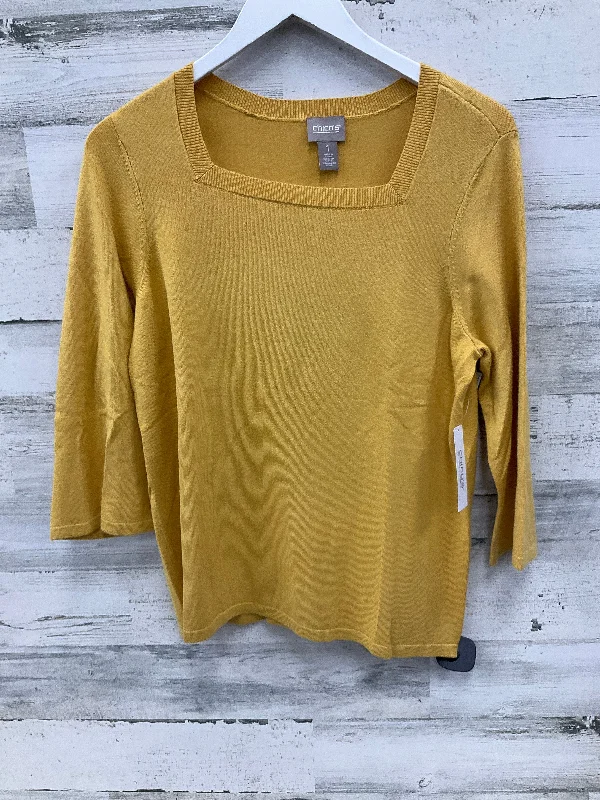 Weekend Discounts Worth Grabbing Top 3/4 Sleeve Basic By Chicos In Yellow, Size: M