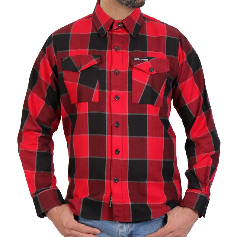 Time-Limited Offer Hot Leathers FLM2019 Men's Red Black and Gray Long Sleeve Flannel Shirt
