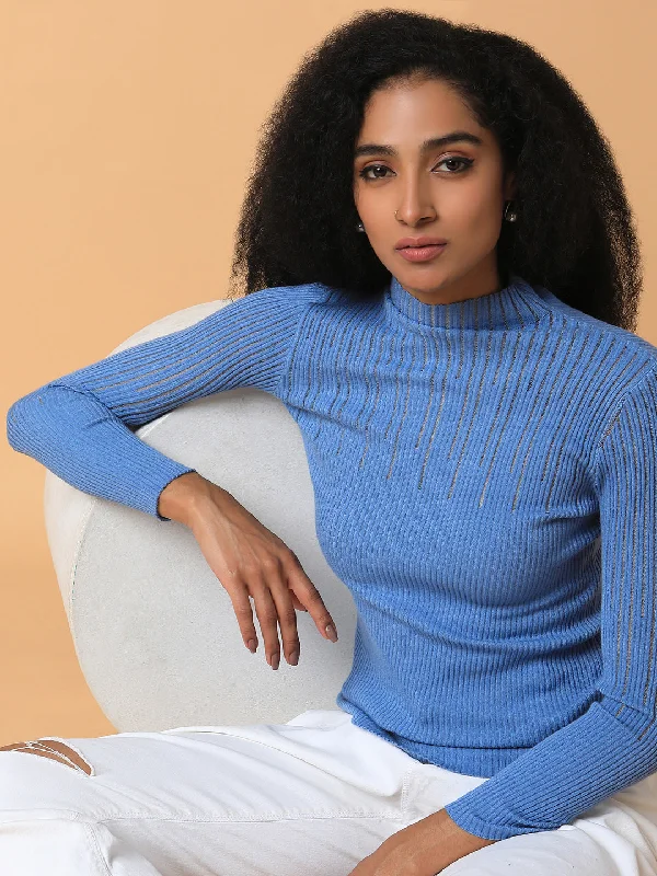 Weekend Savings Galore Women Solid Blue Top