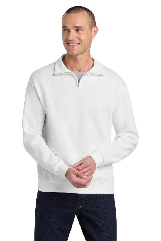 Weekend Bargains to Cherish Jerzees Mens NuBlend Pill Resistant Fleece 1/4 Zip Sweatshirt - White