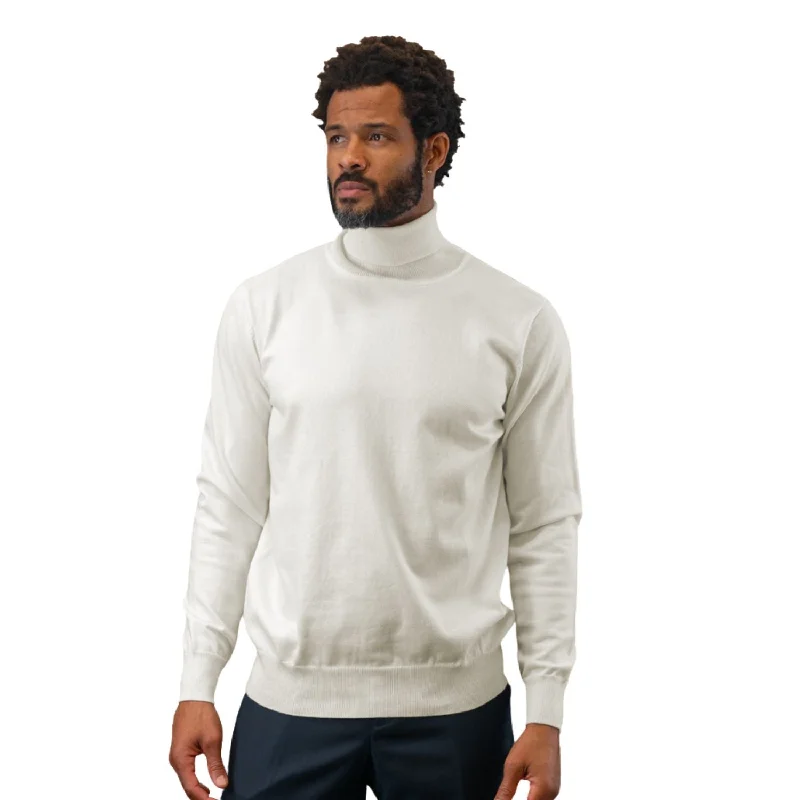 Don't Miss Out Vesta Collection: Modern Fit Off-White Wool & Cashmere Turtleneck Sweater