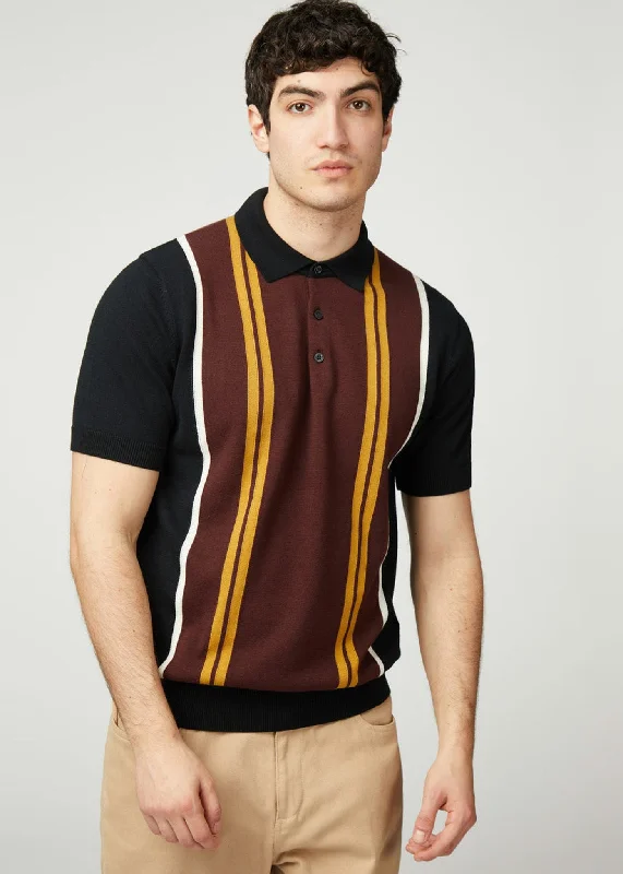 Price Break Verticle stripe polo - black