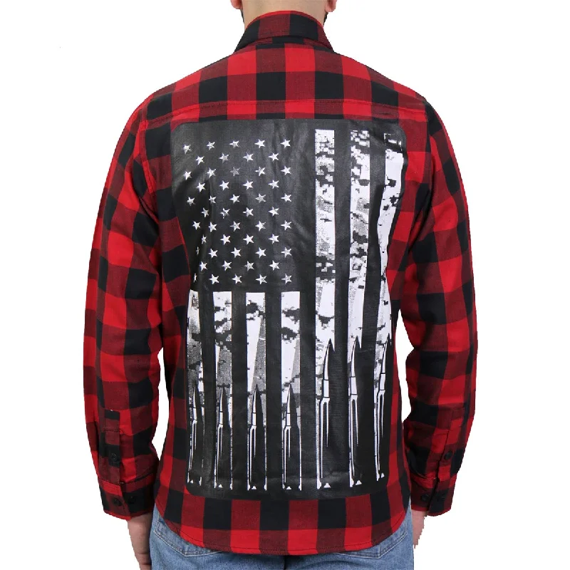 Instant Discount Hot Leathers FLM2110 Men's Bullets Flannel Long Sleeve Shirt