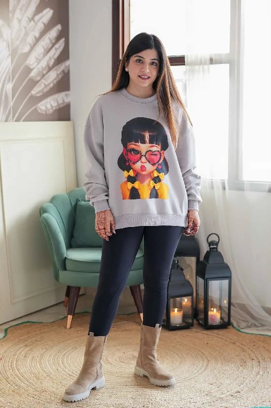 Final Clearance Valentina Beige Crystal Embellished Sweatshirt