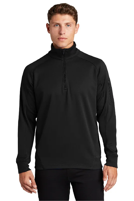 Online Exclusive Sport-Tek Mens Tech Moisture Wicking Fleece 1/4 Zip Sweatshirt w/ Pocket - Black