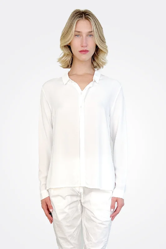 Savings Soar This Weekend Silk Fitted Button Down Blouse - White