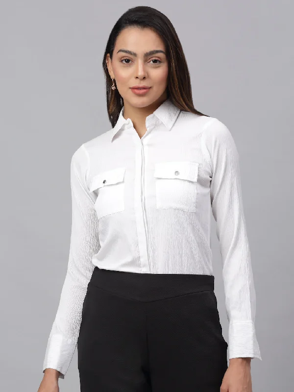Weekend Bargains to Savor Women White Solid Shirt