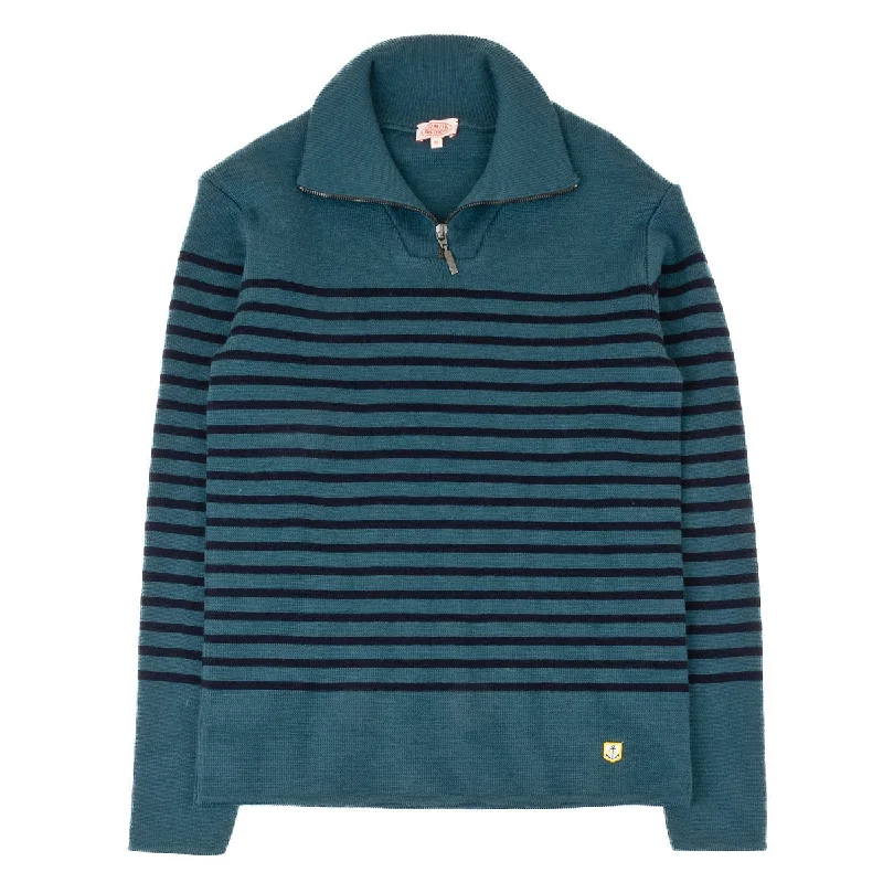 Weekend Specials Just for You Zip-Up Collar Wool Sweater - Dark Storm/Navy