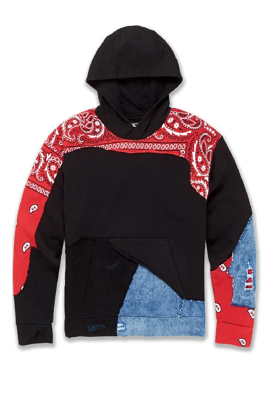 Stock Clearance Big Men's Paisley Pullover Hoodie (Crimson)