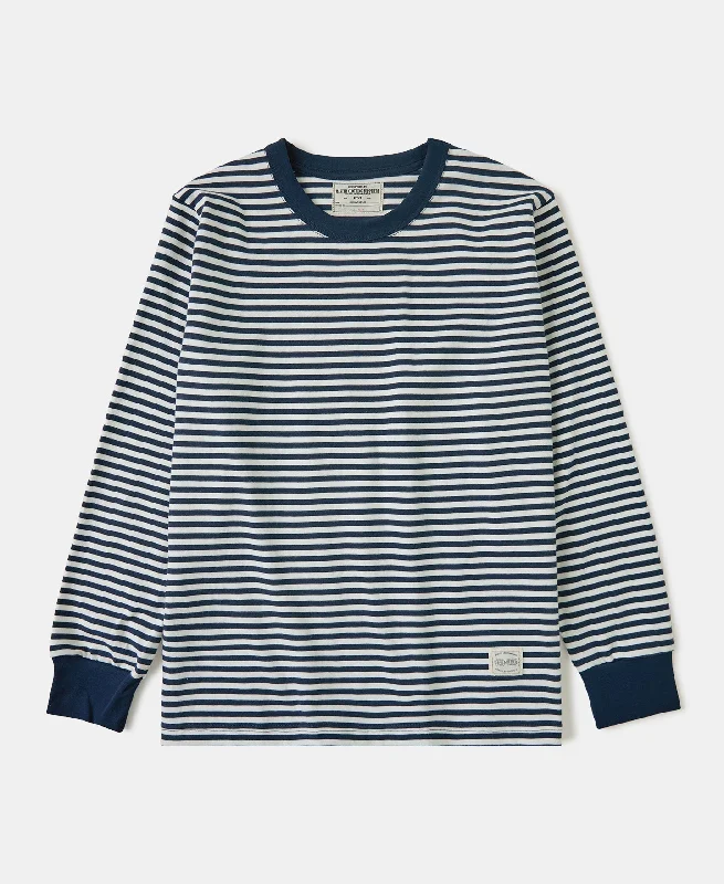 Clearance Event Ribbed Cuff Breton Stripe Long Sleeve T-Shirt - White/Navy