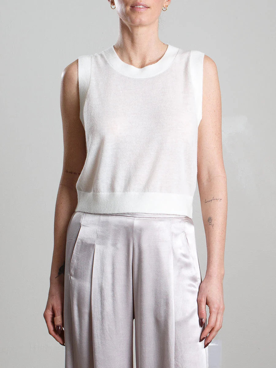Stock Up Rumi Crop Dulce Knitwear Top - Ivory