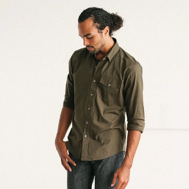 Weekend Offers That Excite Author Casual Shirt – Dark Fatigue Green Cotton Twill