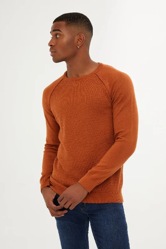 Weekend Savings Fiesta Slim Fit Cinnamon Cotton Blend Crewneck Sweater