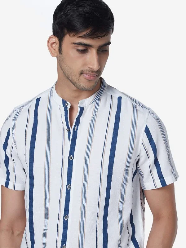 Sneak Peek Sale ETA White Resort-Fit Stripe Pattern Shirt
