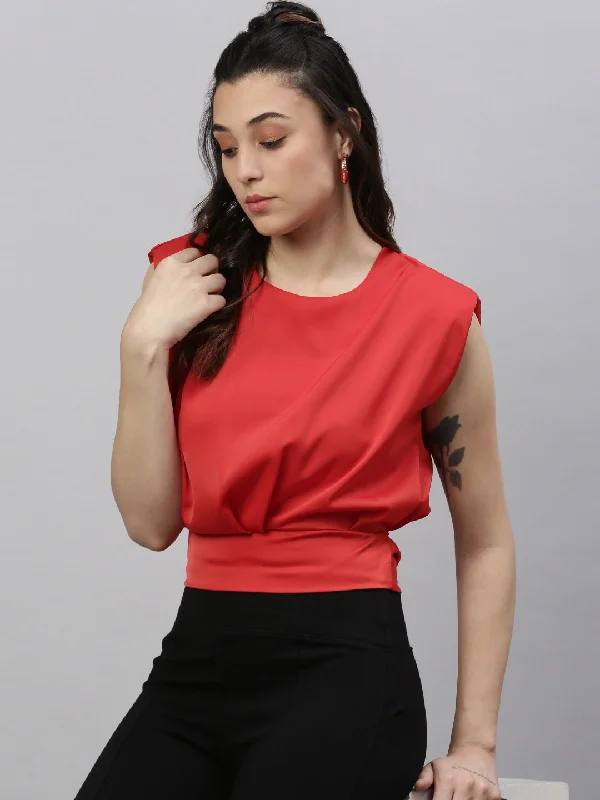 Don't Delay Women Solid Red Top