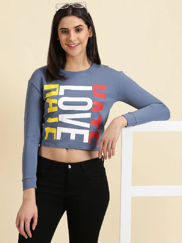 Low Price Women's Blue Solid Top