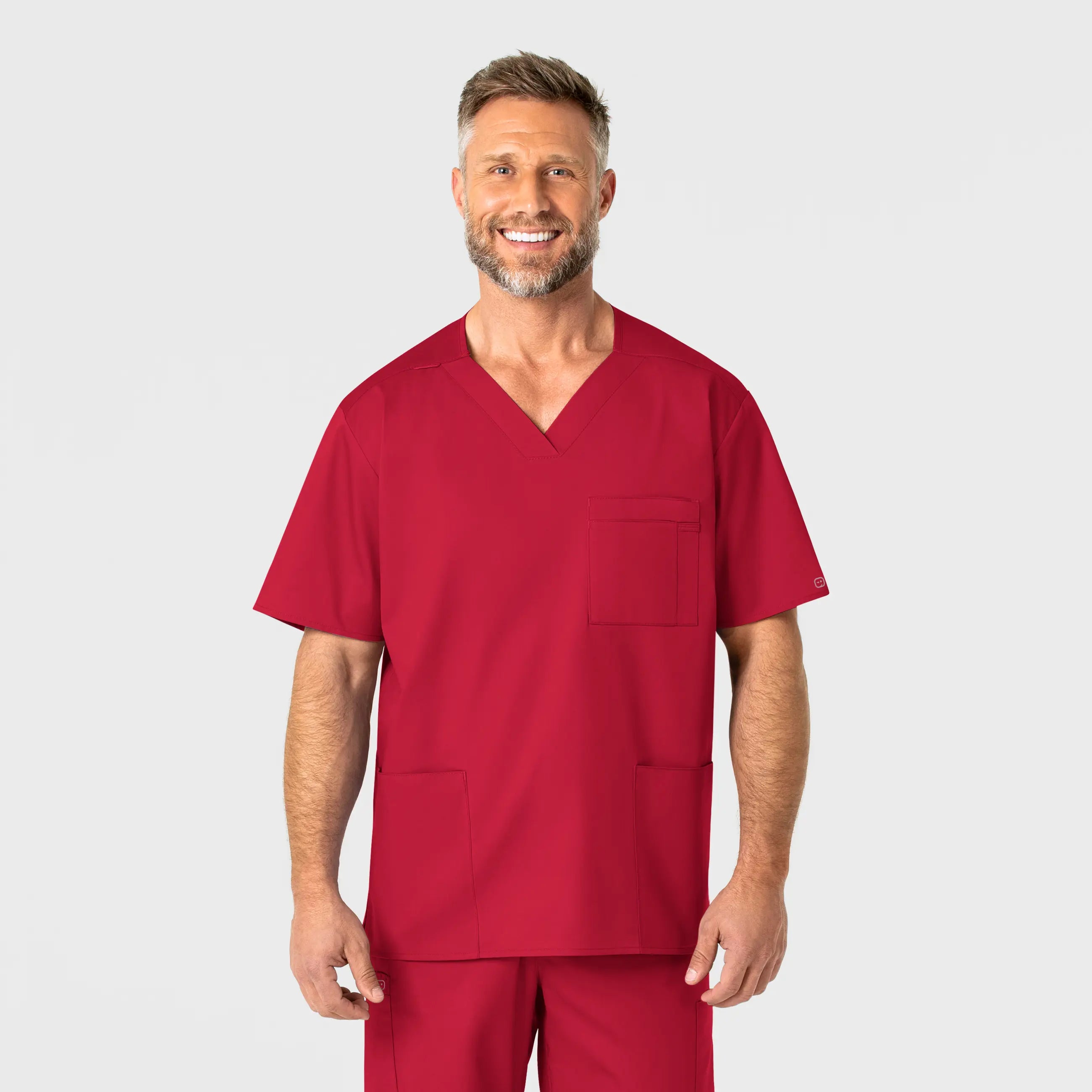 Exclusive Deal Wink Men's WonderWORK V-Neck Scrub Top - Red