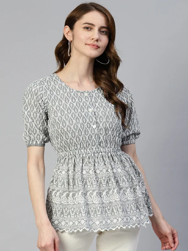 Weekend Sale: Don't Miss Out Women  Chikankari Work Empire Top