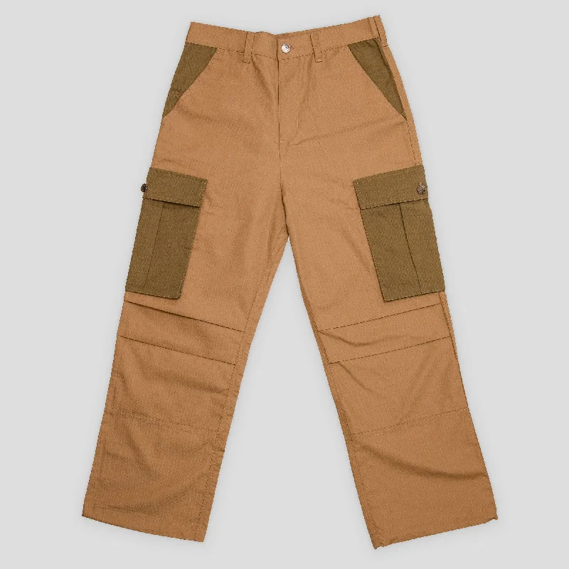 Pay Less Hoddle Pleated Ripstop Cargo Pants - Tan / Khaki