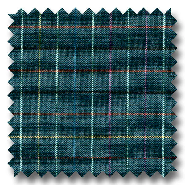 Steals and Deals Teal and Multiple Graph Plaid Poplin - Custom Dress Shirt