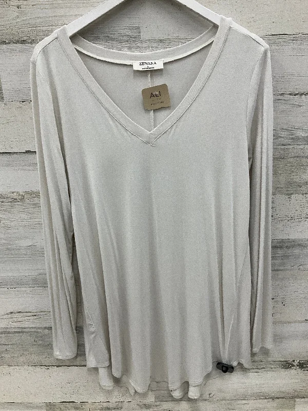 Quick Sale Top Long Sleeve By Zenana Outfitters In Ivory, Size: L