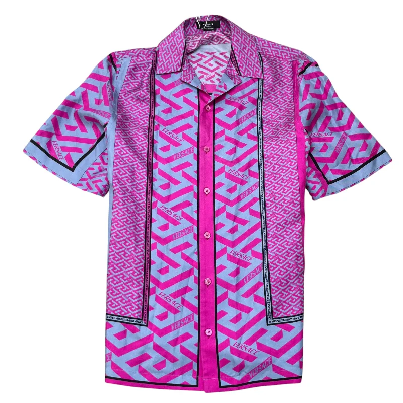 Top Pick Men's Greca Print T-Shirt Pink Size IT 46 / UK S