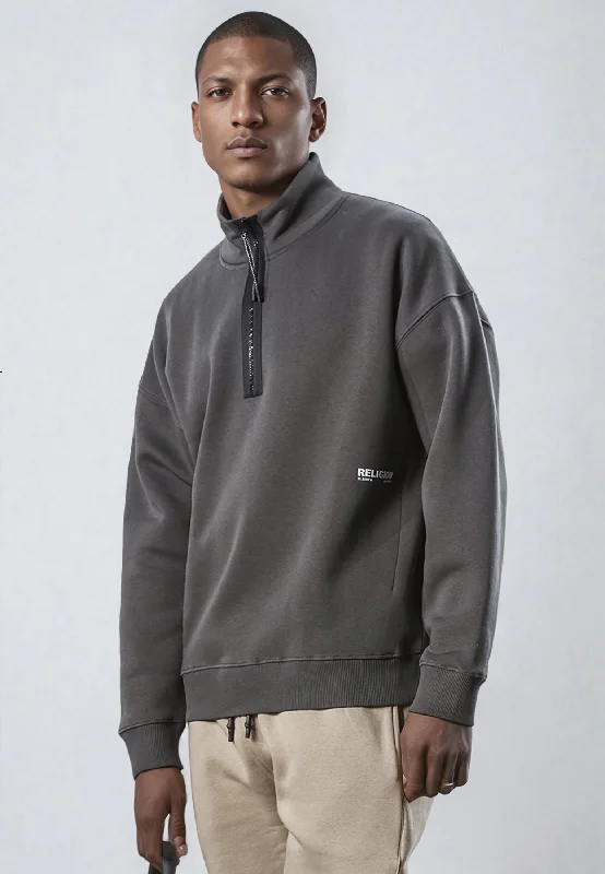 Epic Deals LOGO RELAXED HALF ZIP COAL