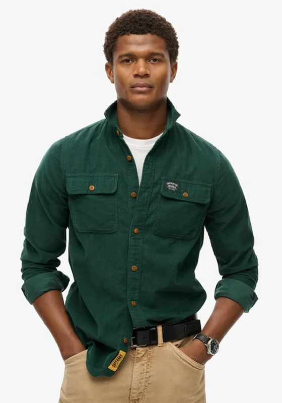 Unmissable Offer Superdry Trailsman Corduroy Workwear Shirt, Pine Green