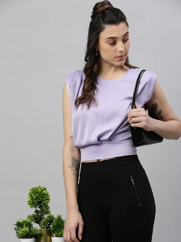 Reduced Price Women Solid Lavender Top