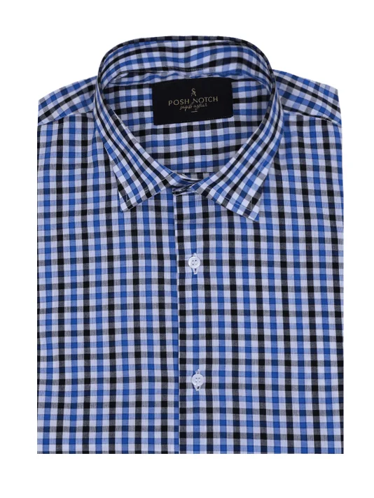 Weekend Bargains Just for You Blue Check Casual Shirt