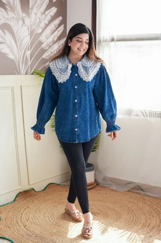 Weekend Savings Bonanza Nyla Crystal Embellished Denim Shirt