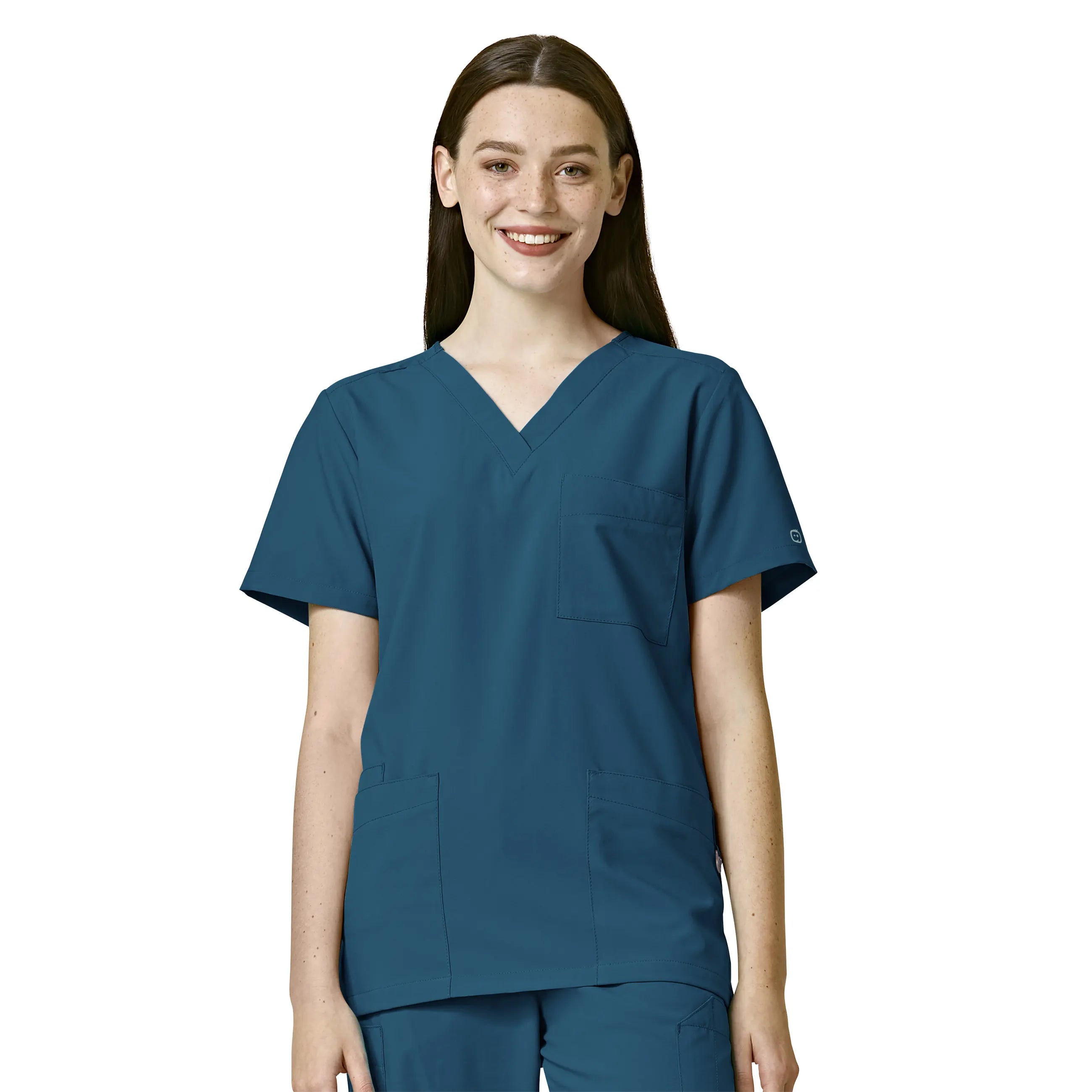 Weekend Wonders Await! Wink Unisex 4 Pocket Utility Scrub Top - Caribbean Blue