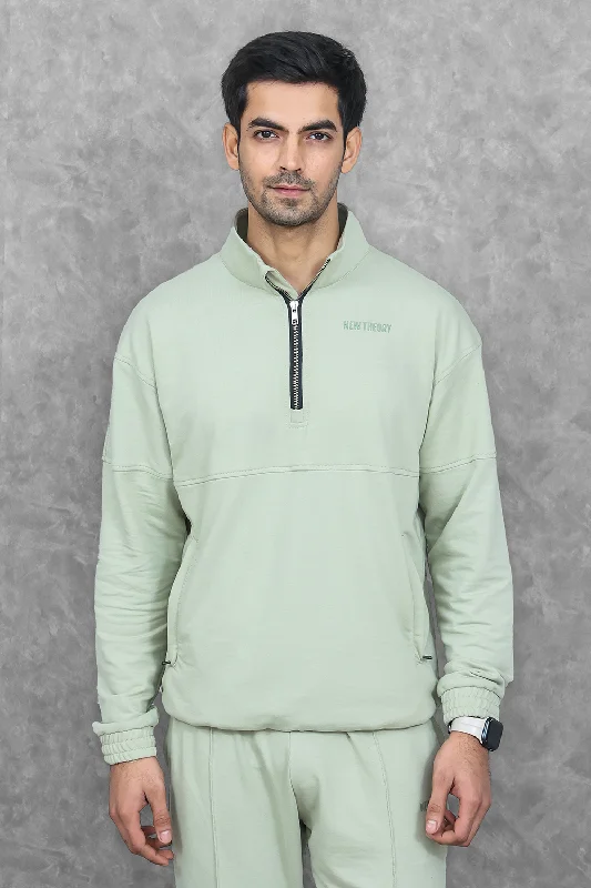 Massive Deals Studio Straight Fit Quarter Zip- Dark Mint