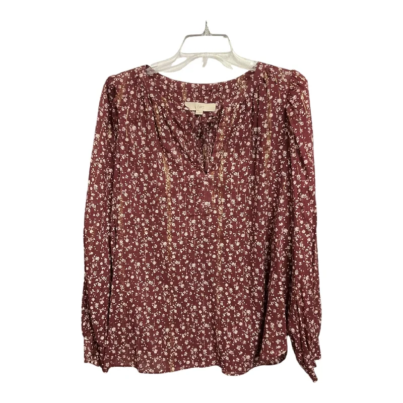 Time-Limited Offer Blouse Long Sleeve By Loft In Floral Print, Size: Xl