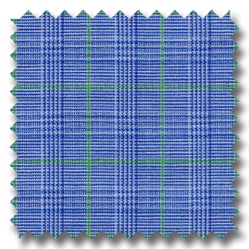 Super Savings Blue and Green Deco Check / Plaid Custom Dress Shirt