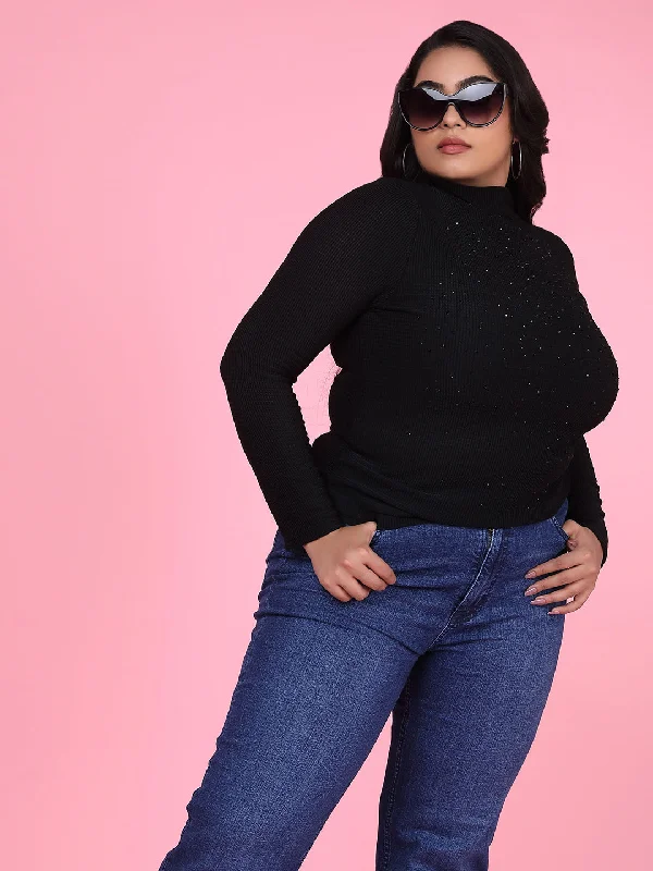 Now or Never Women Solid Black Top