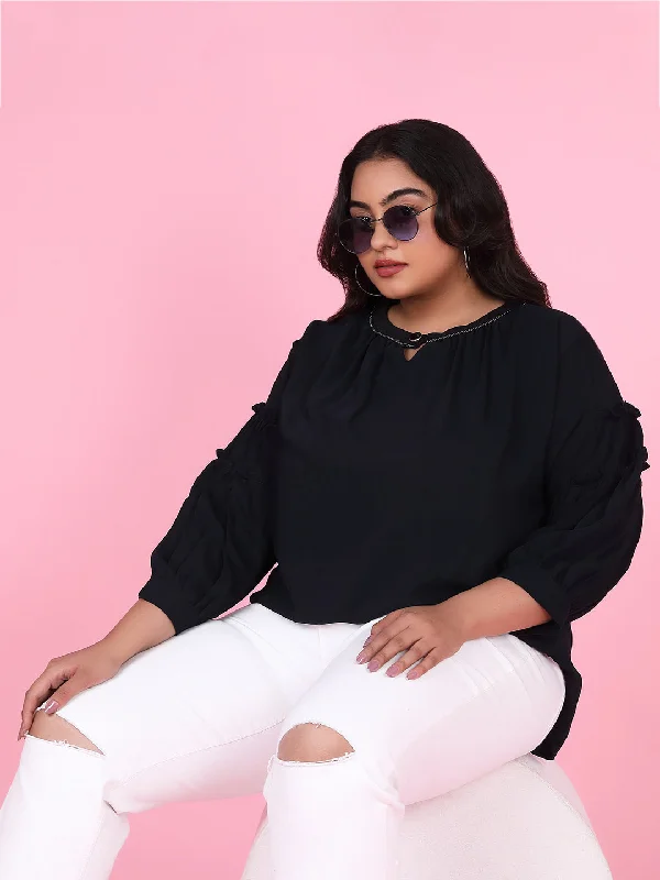 Markdown Sale Women Solid Navy Blue Top