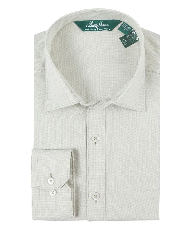 Stock Clearance Signature Berkeley Tonal Grid Jacquard Weave Wrinkle Resistant Long Sleeve Sport Shirt
