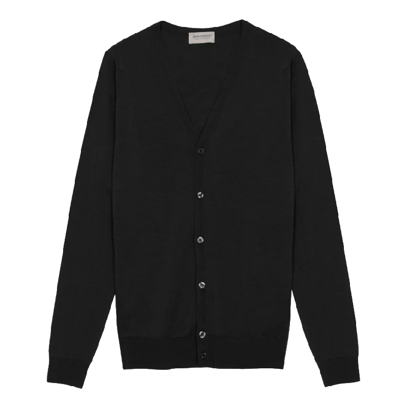 Extra Discounts Black Extrafine Merino Wool Cardigan Sweater